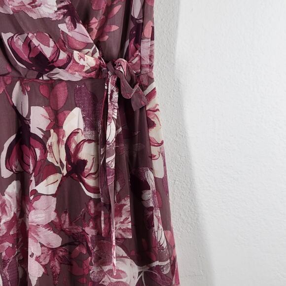 Enfocus Studio Floral Midi Dress Womens 12 Pink Floral Chiffon Romantic Ballet - Picture 4 of 12